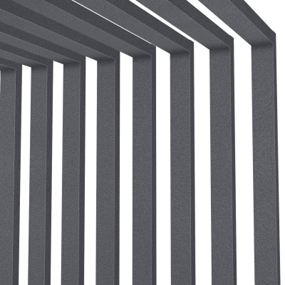 Декоративная рейка металлическая RAL7024 Серый Графит RoofTop Стальной Бархат на стенах и потолке в сборе