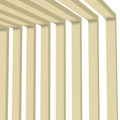 Декоративные рейки металлические RAL1014 Бежевый на стенах и потолке в сборе